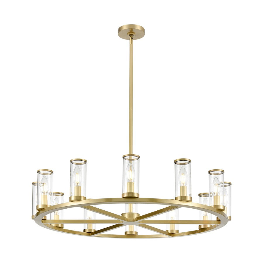 Alora Revolve 12 Light 32" Chandelier, Clear/Natural Brass/Clear - CH309012NBCG