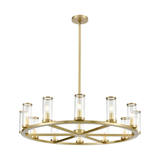 Alora Revolve 12 Light 32" Chandelier, Clear/Natural Brass/Clear - CH309012NBCG