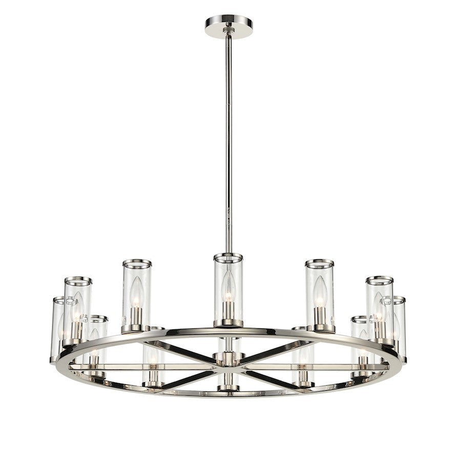 Alora Revolve 12 Light 32" Chandelier, Clear/Nickel/Clear - CH309012PNCG