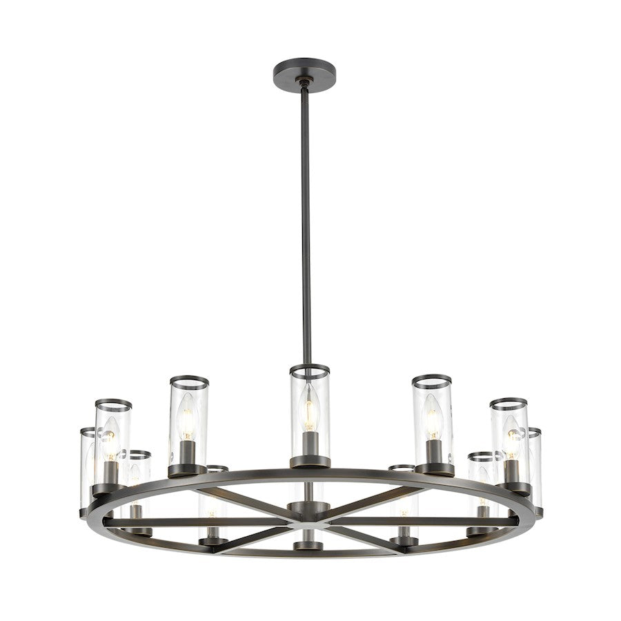 Alora Revolve 12 Light 32" Chandelier, Clear/Urban Bronze/Clear - CH309012UBCG