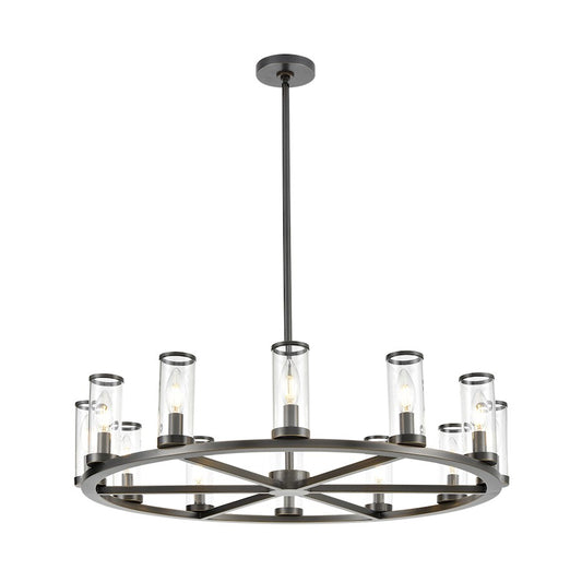 Alora Revolve 12 Light 32" Chandelier, Clear/Urban Bronze/Clear - CH309012UBCG