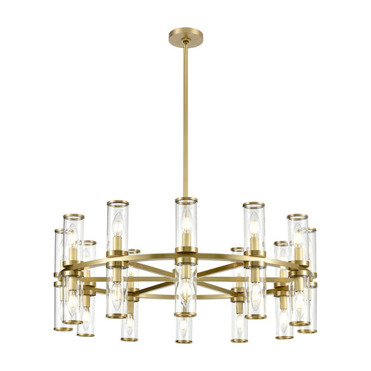 Alora Revolve 24 Light Chandelier, Clear/Natural Brass/Clear - CH309024NBCG