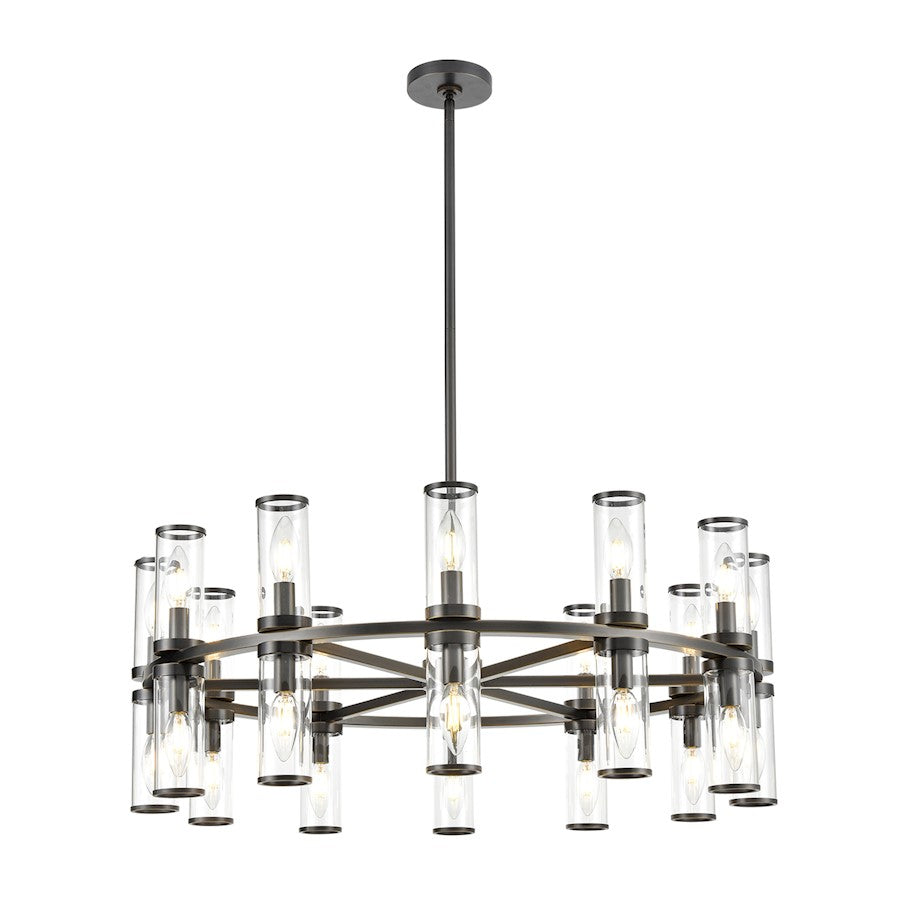 Alora Revolve 24 Light Chandelier, Clear/Urban Bronze/Clear - CH309024UBCG