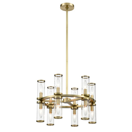 Alora Revolve 12 Light 18" Chandelier, Clear/Natural Brass/Clear - CH309066NBCG