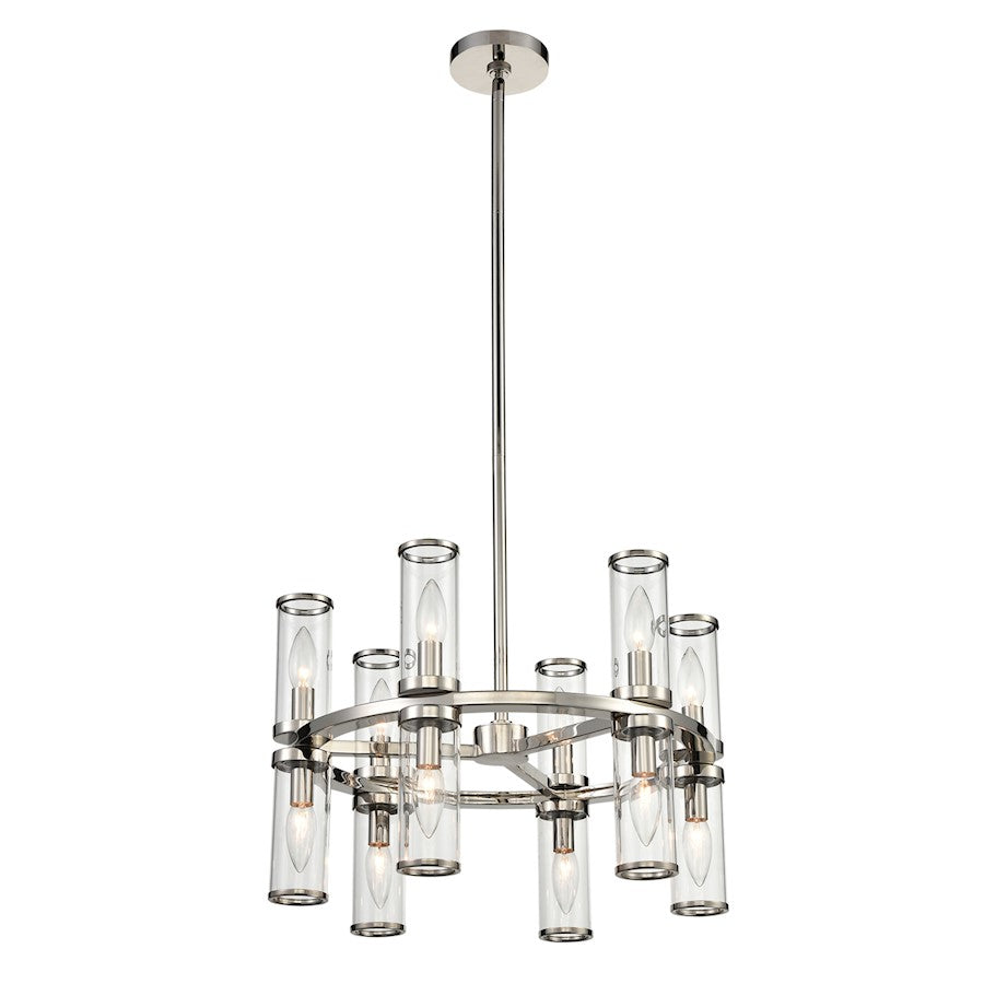 Alora Revolve 12 Light 18" Chandelier, Clear/Nickel/Clear - CH309066PNCG