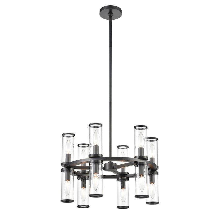 Alora Revolve 12 Light 18" Chandelier, Clear/Urban Bronze/Clear - CH309066UBCG