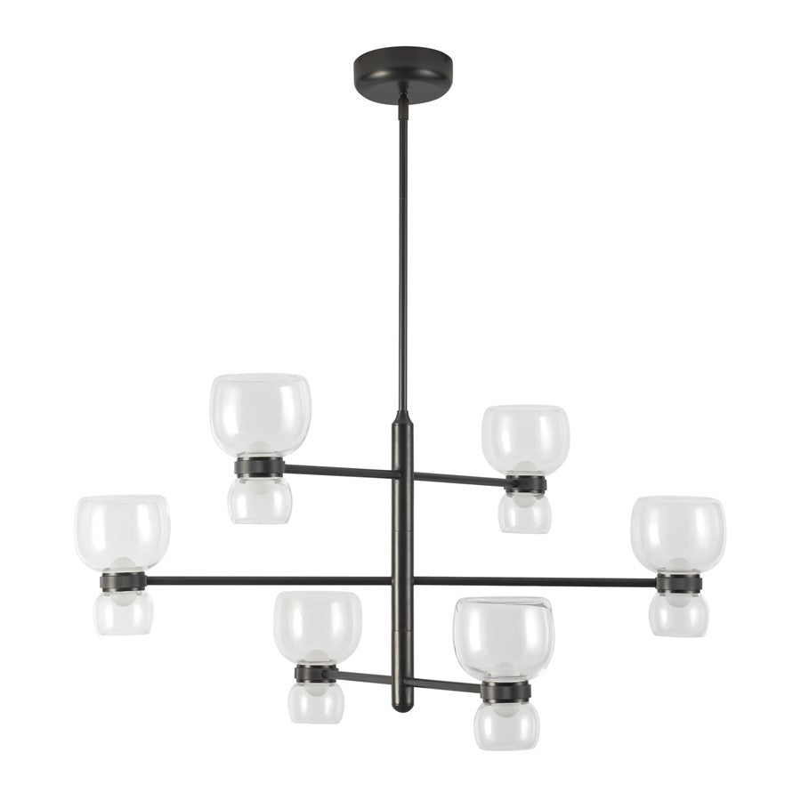 Kuzco Sutton 36" Black Dimmable LED Chandelier, Urban Bronze/Clear Glass