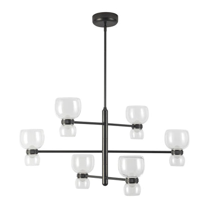 Kuzco Sutton 36" Black Dimmable LED Chandelier, Urban Bronze/Clear Glass