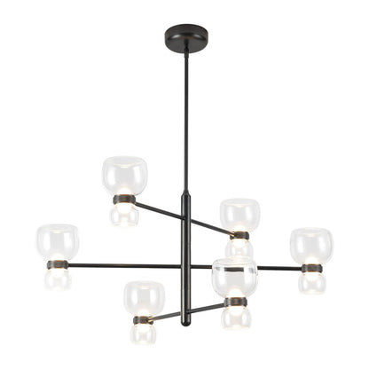 Kuzco Sutton 36" Black Dimmable LED Chandelier, Urban Bronze/Clear Glass