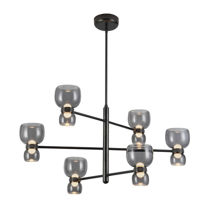 Kuzco Sutton 36" Black Dimmable LED Chandelier, Urban Bronze/Smoked Glass