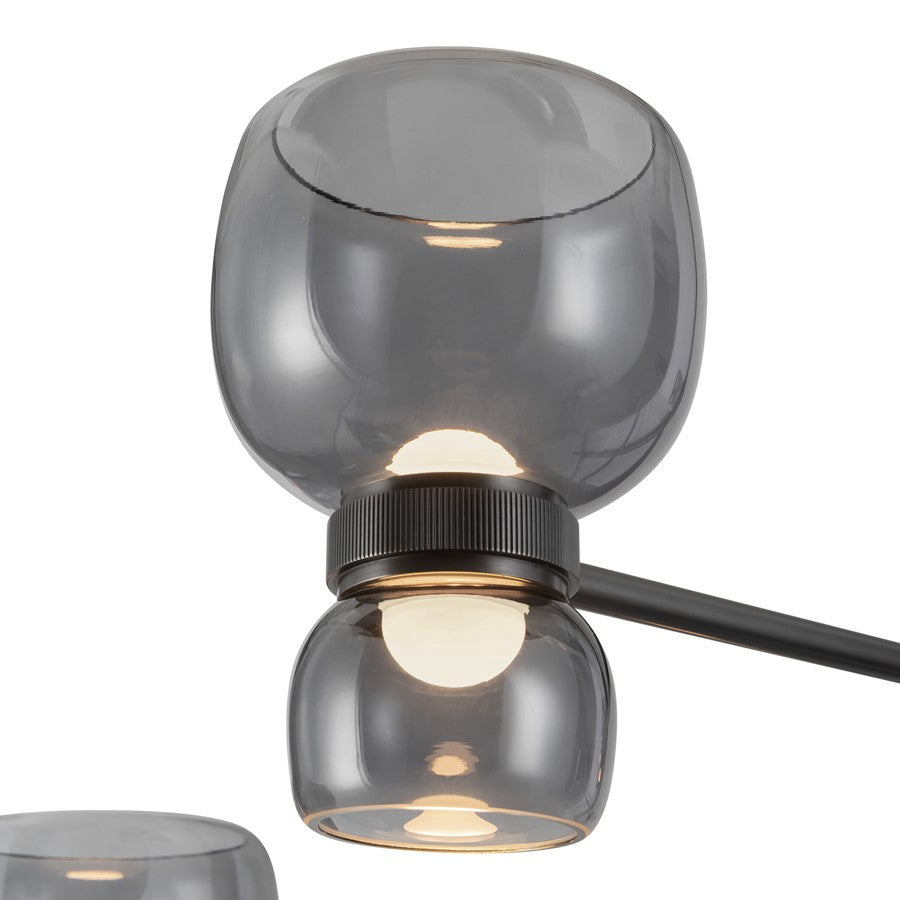 Kuzco Sutton 36" Black Dimmable LED Chandelier, Urban Bronze/Smoked Glass