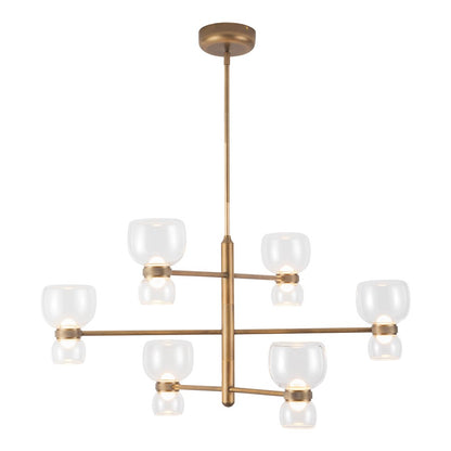 Kuzco Sutton 36" Brass Dim LED Chand, Vintage Brass/Clr Glass - CH310336VBCL