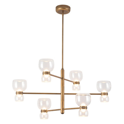 Kuzco Sutton 36" Brass Dimmable LED Chand, Vintage Brass/Clear Glass