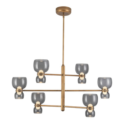 Kuzco Sutton 36" Brass Dim LED Chand, Vintage Brass/Smoked Glass - CH310336VBSM