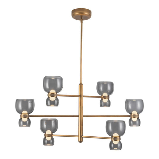 Kuzco Sutton 36" Brass Dim LED Chand, Vintage Brass/Smoked Glass - CH310336VBSM