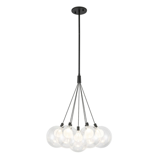 Kuzco Bolla 17in Chandelier | Modern Black Steel and Clear Glass | Dining Room & Living Room | 28 x 28 x 29 in | Model CH3117-BK