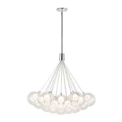 Kuzco Bolla 28" LED Chandelier, Chrome/Clear Glass Shade - CH3128