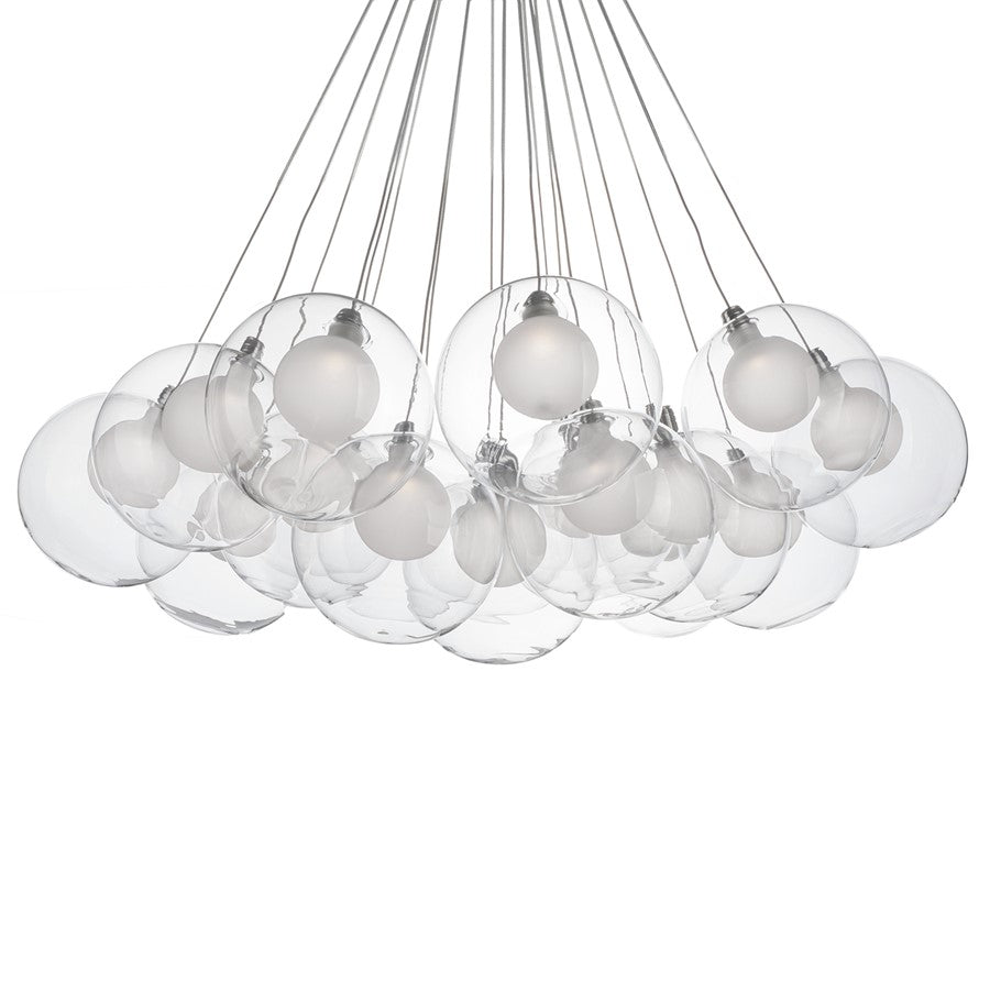 Kuzco Bolla 28" LED Chandelier, Chrome/Clear Glass Shade