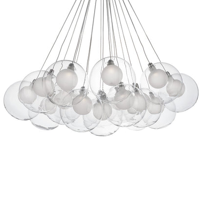 Kuzco Bolla 28" LED Chandelier, Chrome/Clear Glass Shade