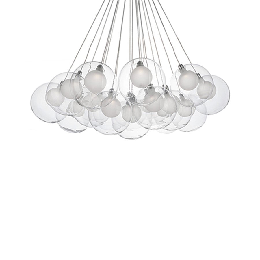 Kuzco Bolla 28" LED Chandelier, Chrome/Clear Glass Shade