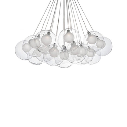 Kuzco Bolla 28" LED Chandelier, Chrome/Clear Glass Shade
