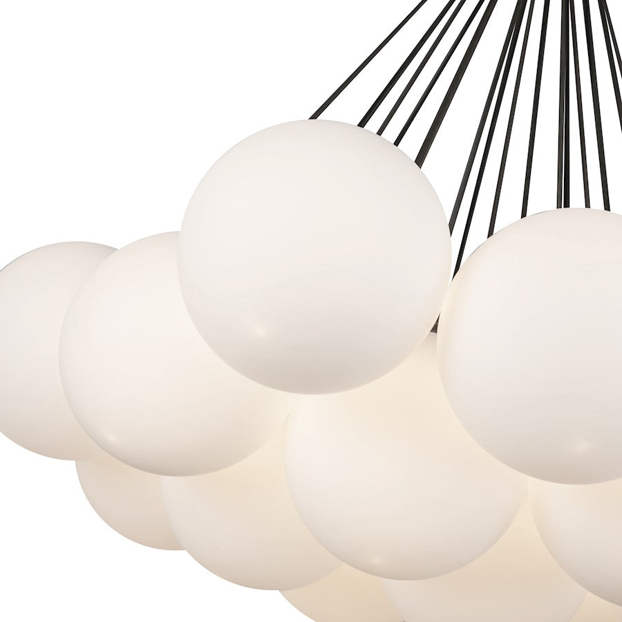 Kuzco Bolla 28in 5-Light Chandelier | Modern Black Steel and Opal Glass Shade | Kitchen Island & Dining Room | 28 x 28 x 29 in | Model CH3128-BK-OP