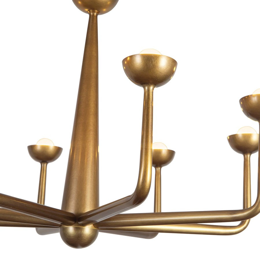 Kuzco Spade 30" Brass Dimmable LED Chandelier, Vintage Brass