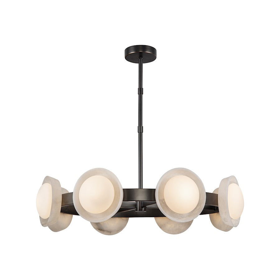 Alora Alonso 37" LED Chandelier, Urban Bronze/Alabaster/Opal - CH320837UBAR