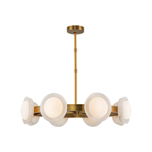 Alora Alonso 37" LED Chandelier, Vintage Brass/Alabaster/Opal - CH320837VBAR