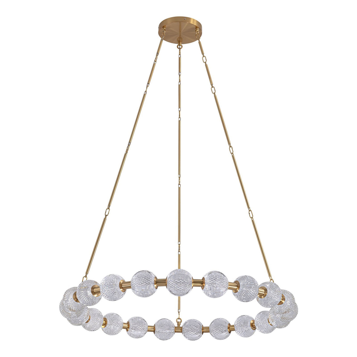 Kuzco Marni 41in 10-Light Chandelier | Modern Natural Brass and Clear Carved Acrylic | Dining Room & Living Room | 6440lm | Model CH321041NB-UNV-010