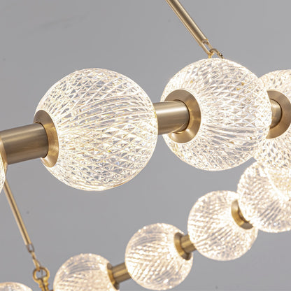 Kuzco Marni 41in 10-Light Chandelier | Modern Natural Brass and Clear Carved Acrylic | Dining Room & Living Room | 6440lm | Model CH321041NB-UNV-010