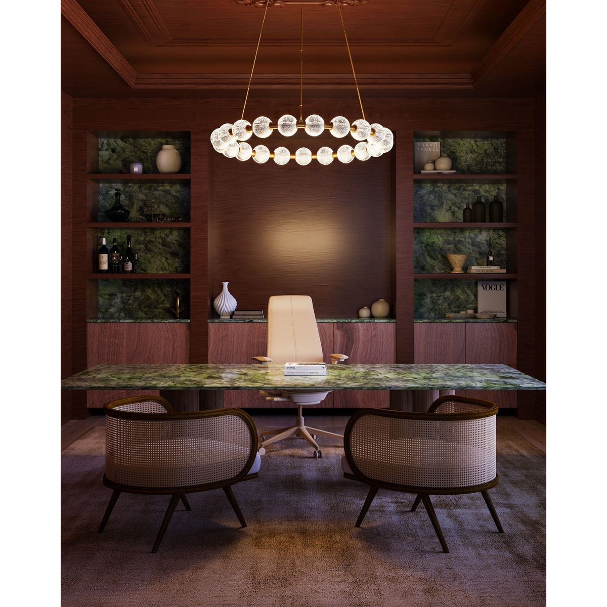 Kuzco Marni 41in 10-Light Chandelier | Modern Natural Brass and Clear Carved Acrylic | Dining Room & Living Room | 6440lm | Model CH321041NB-UNV-010