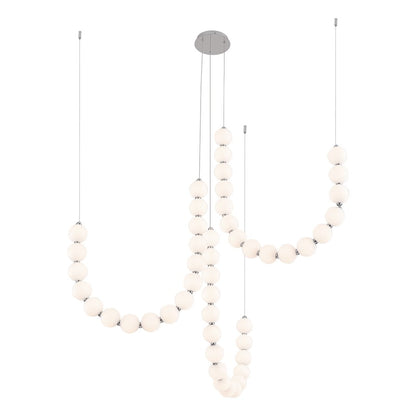 Kuzco Akoya 48 Lt Silver Dimmable LED Chandelier w/ Remote Drv, Chrome