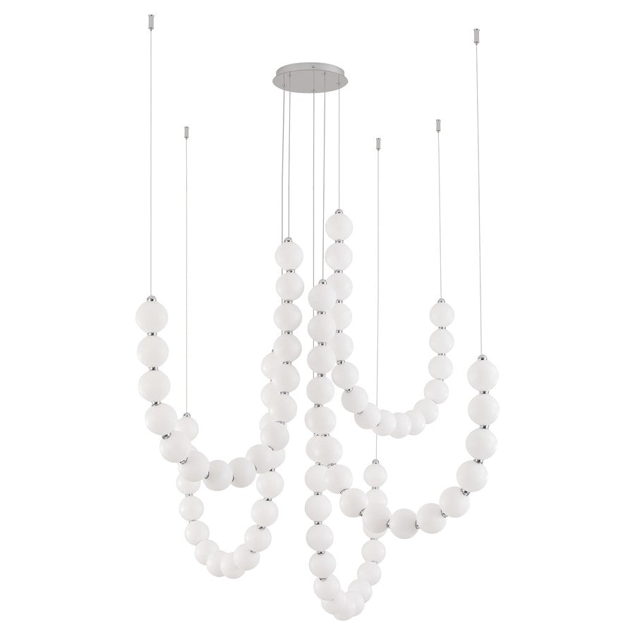 Kuzco Akoya 80 Lt Silver Dimmable LED Chandelier w/ Remote Drv, Chrome