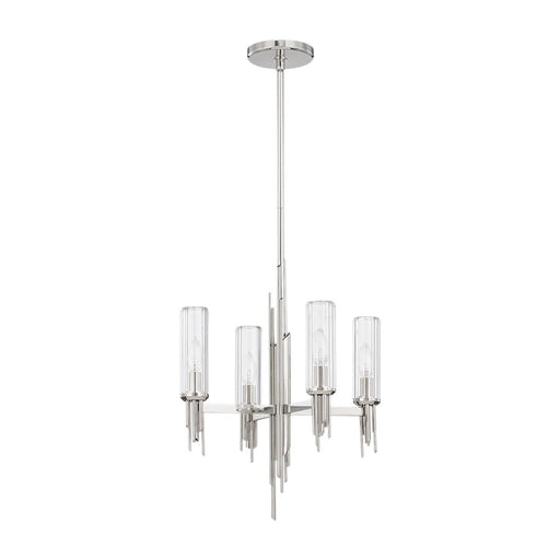 Alora Torres 4 Light 18" Chandelier, Polished Nickel/Ribbed/Clear - CH335418PNCR