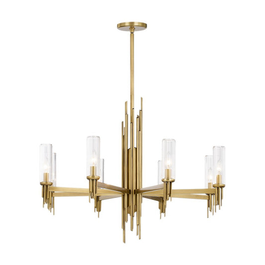 Alora Torres 8 Light 36" Chandelier, Ribbed/Vintage Brass/Clear - CH335836VBCR