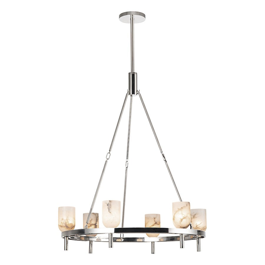 Alora Lucian 6 Light 32" Chandelier, Nickel/Alabaster/Alabaster - CH338632PNAR