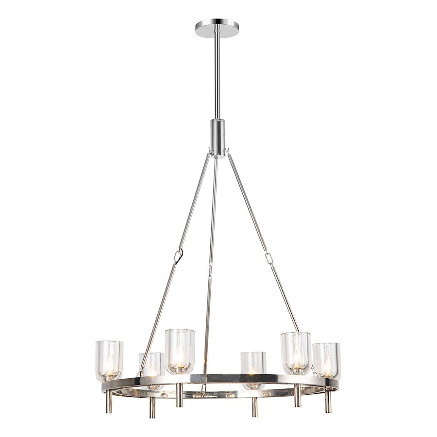 Alora Lucian 6Lt 32" Chandelier, Clear Crystal/Nickel/Alabaster - CH338632PNCC