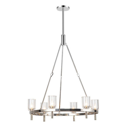 Alora Lucian 6Lt 32" Chandelier, Clear Crystal/Nickel/Alabaster - CH338632PNCC