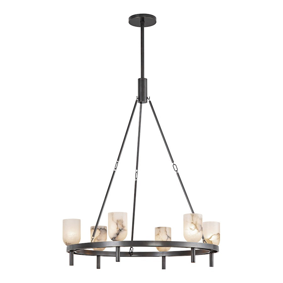 Alora Lucian 6 Light 32" Chandelier, Bronze/Alabaster/Alabaster - CH338632UBAR