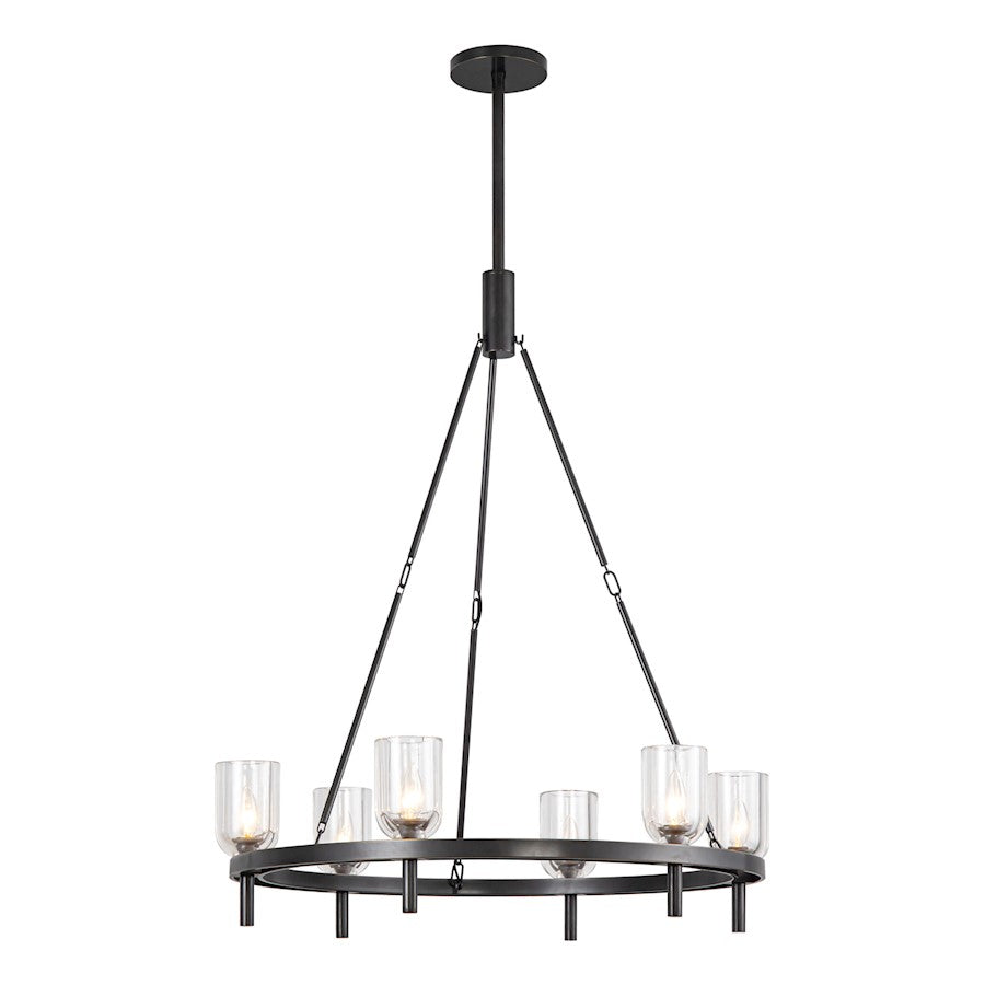 Alora Lucian 6Lt 32" Chandelier, Clear Crystal/Bronze/Alabaster - CH338632UBCC