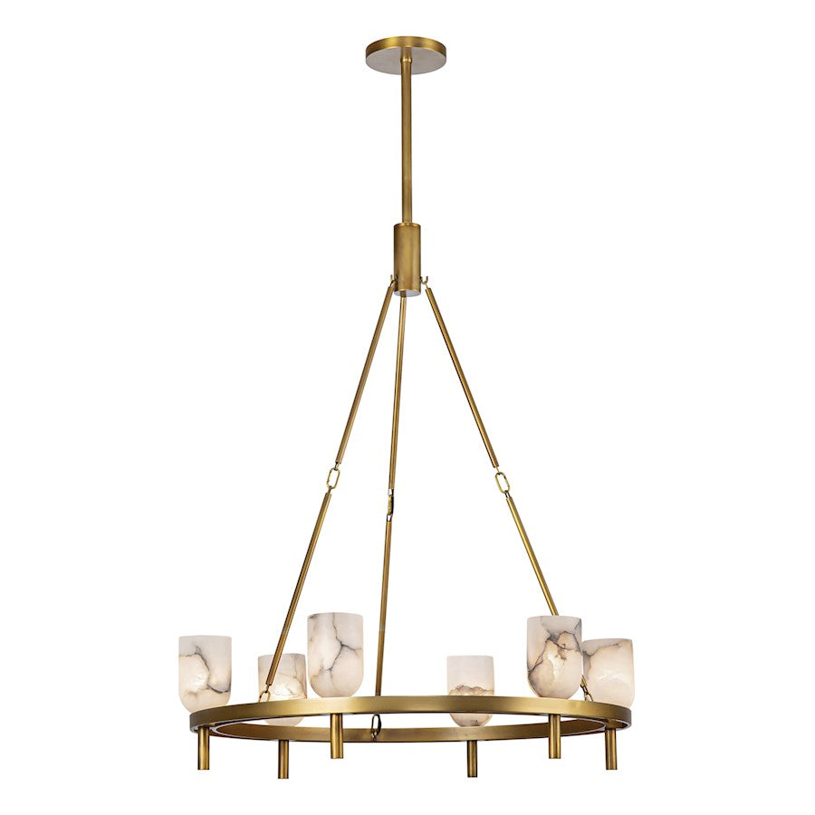 Alora Lucian 6 Light 32" Chandelier, Brass/Alabaster/Alabaster - CH338632VBAR