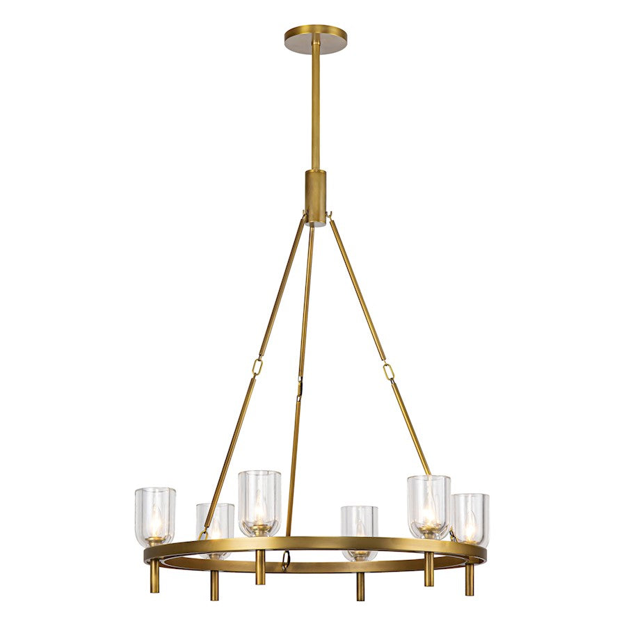 Alora Lucian 6Lt 32" Chandelier, Clear Crystal/Brass/Alabaster - CH338632VBCC