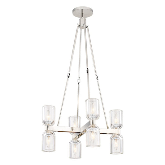 Alora Lucian 8 Light 22" Chandelier, Clear Crystal/Nickel - CH338822PNCC