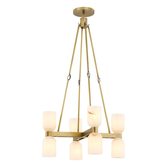 Alora Lucian 8Lt 22" Chandelier, Brass/Alabaster/Clear Crystal - CH338822VBAR