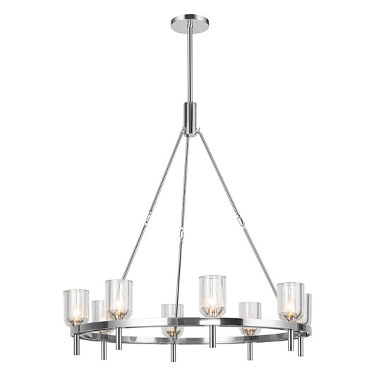 Alora Lucian 8Lt 36" Chandelier, Clear Crystal/Nickel/Alabaster - CH338836PNCC