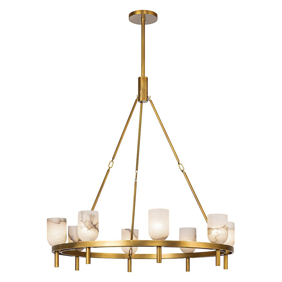 Alora Lucian 8 Light 36" Chandelier, Brass/Alabaster/Alabaster - CH338836VBAR