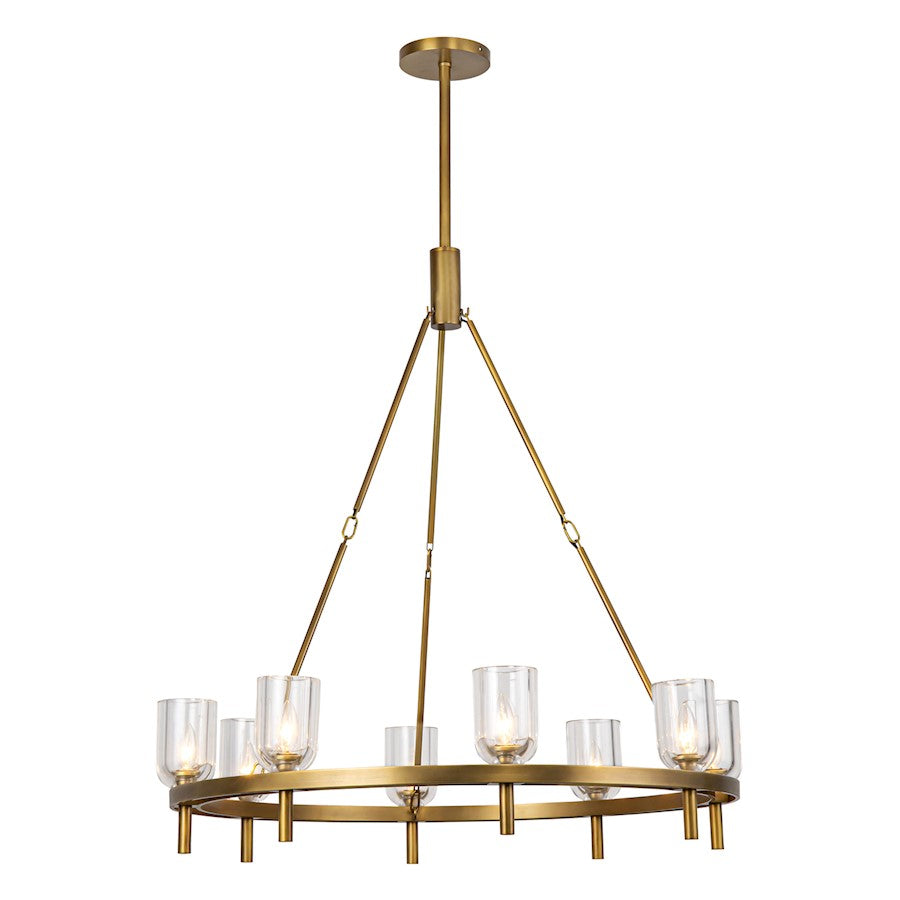 Alora Lucian 8Lt 36" Chandelier, Clear Crystal/Brass/Alabaster - CH338836VBCC