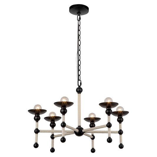 Alora Nadine 6 Light 25" Chandelier, Matte Black/Cotton - CH343625MBCN