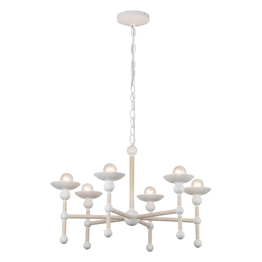 Alora Nadine 6 Light 25" Chandelier, Matte White/Cotton - CH343625MWCN